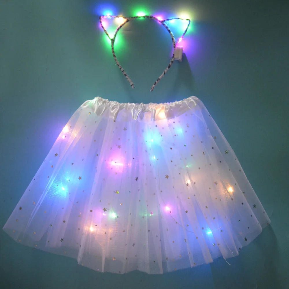 Description Picture 4 of itemLight Up LED Kids Women Girl Animal Cat Leopard Ears Headband Tutu Skirt Costume Glow Party Christmas Halloween Festival