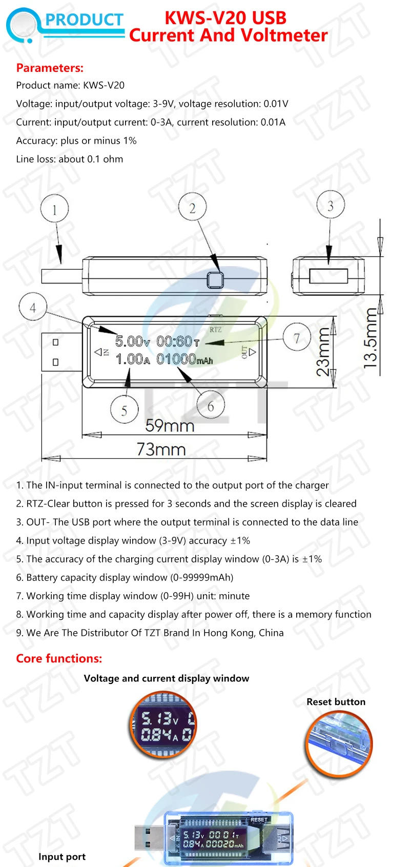 Description Picture 4 of itemVoltage Meters Current Voltage Capacity Battery Tester USB Volt Current Voltage Doctor Charger Capacity Tester Meter Power Bank