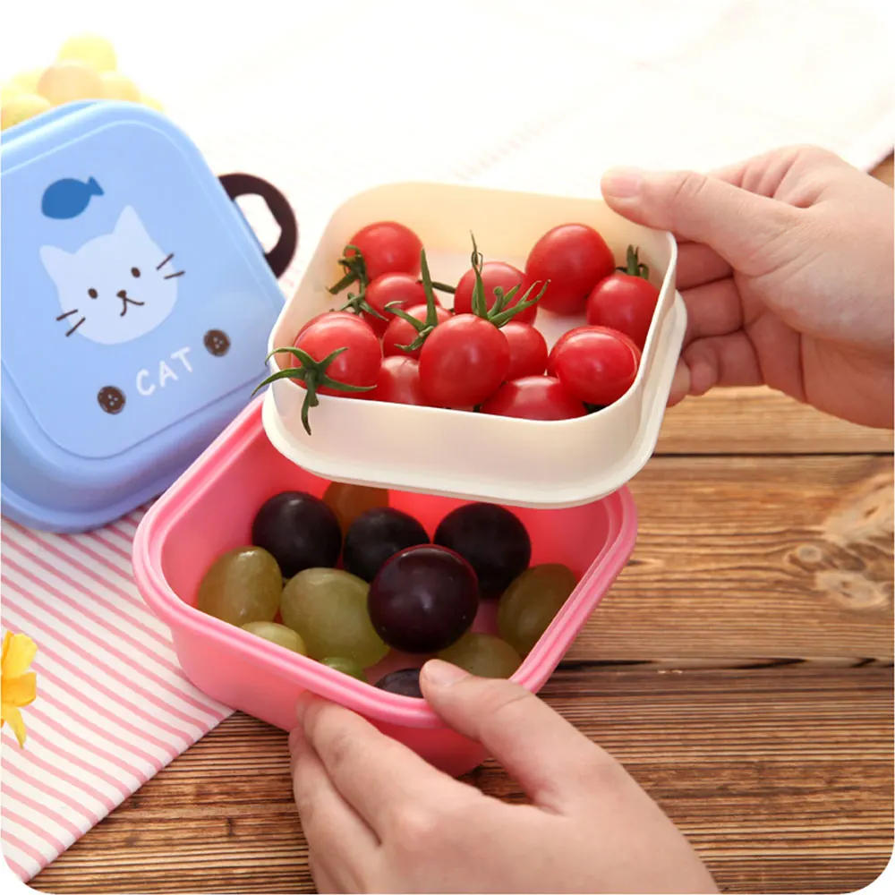Description Picture 3 of itemCute Animal Pattern Plastic Lunch Food Box Children Baby Snack Box Double Layers Lunchbox Portable Microwave Food Container
