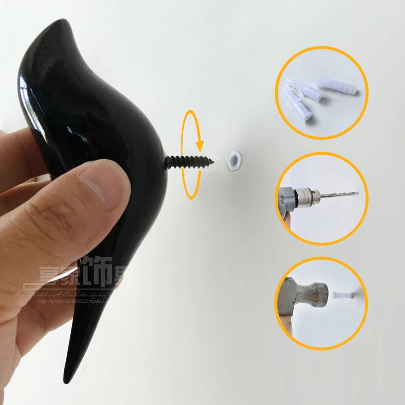 Description Picture 5 of itemBirds Hanger Hook For Child's Room Creative Resin Model Bathroom Wall Hooks Housekeeper Sucker Hooks For Key hanger