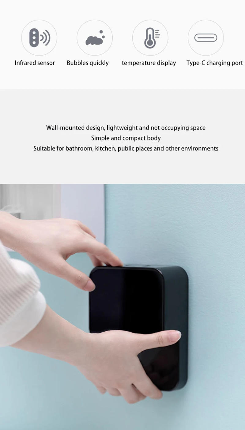Description Picture 3 of itemWall-mounted LED Screen Hand Washing Machine Automatic Induction Foam Soap Dispenser Infrared Smart Hand Sanitizer Machine