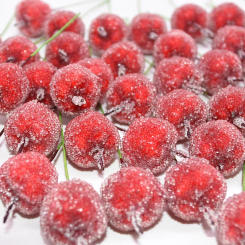 20Pcs 2cm Mini Artificial Apple Fake Fruit Glass Berries Pomegranate Red Cherry Bouquet Stamen Christmas Decorative