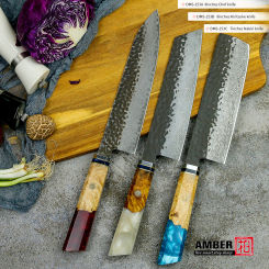 AMBER Forged Knives Set VG10 67Layers Damscsus Steel Cooking Tools With Resin Wood Handle Multi-purpose Japanness Damascus Steel