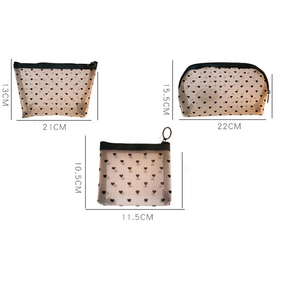 Description Picture 2 of itemFashion Black Dot Transparent Mesh Cosmetic Bag New Zipper Women Travel Toiletry Wash Makeup Bag Storage Case Make Up Bags