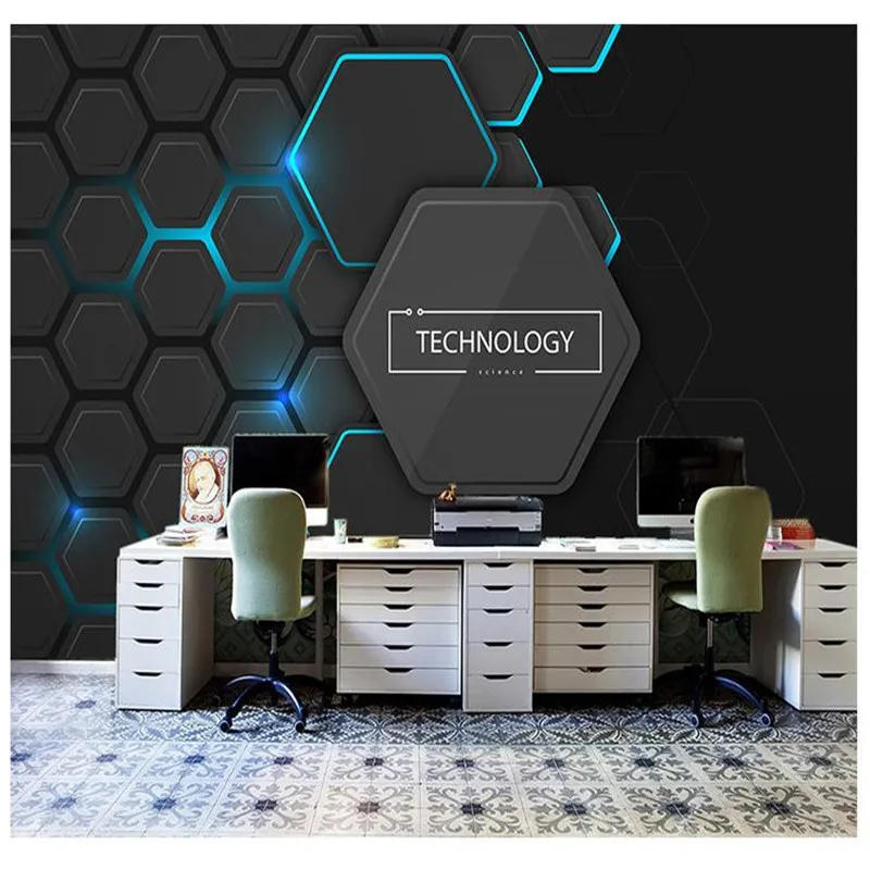 Description Picture 5 of itemModern Technology Sense Industrial Decor Mural Wallpaper Gray Circuit Board Metal Background Bar KTV Internet Bar Office Mural