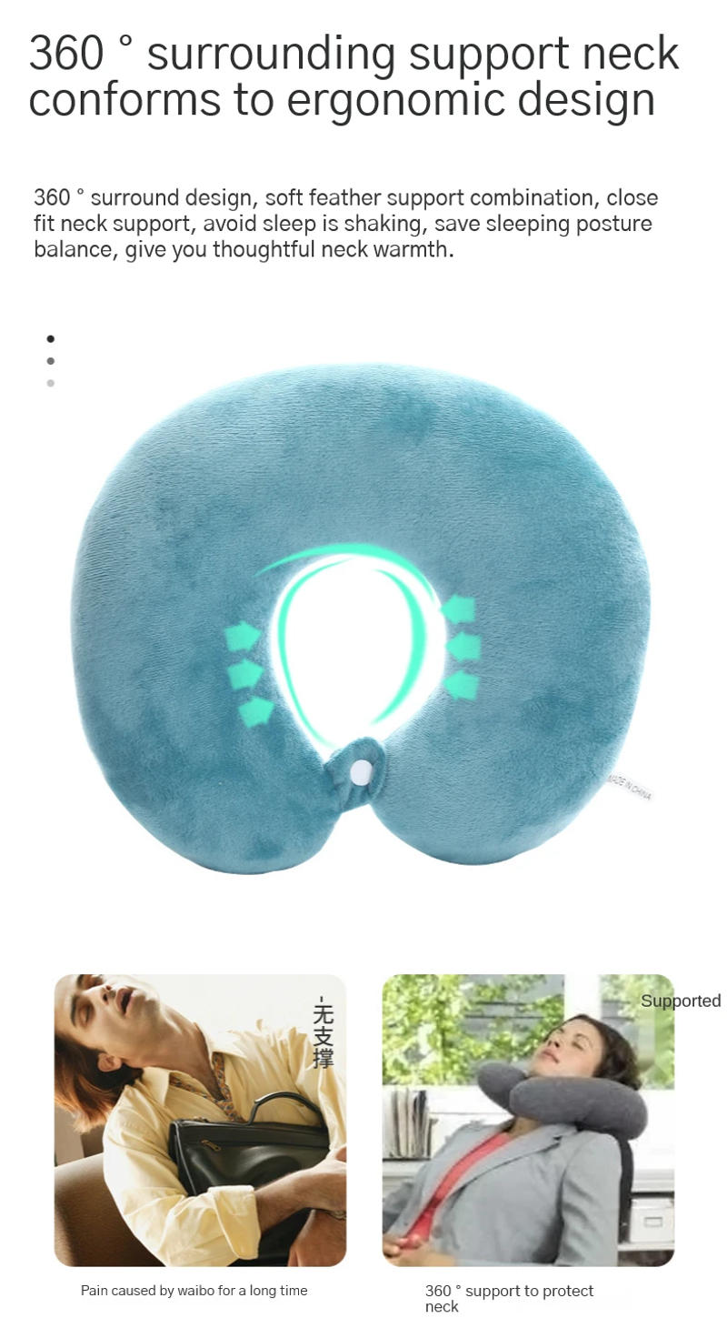 Description Picture 4 of itemNew Cotton Solid Color U-Shaped Pillow Soft Neck Pillows Portable Travel Car Air Flight U-shape Cervical Spine Slept Bedding