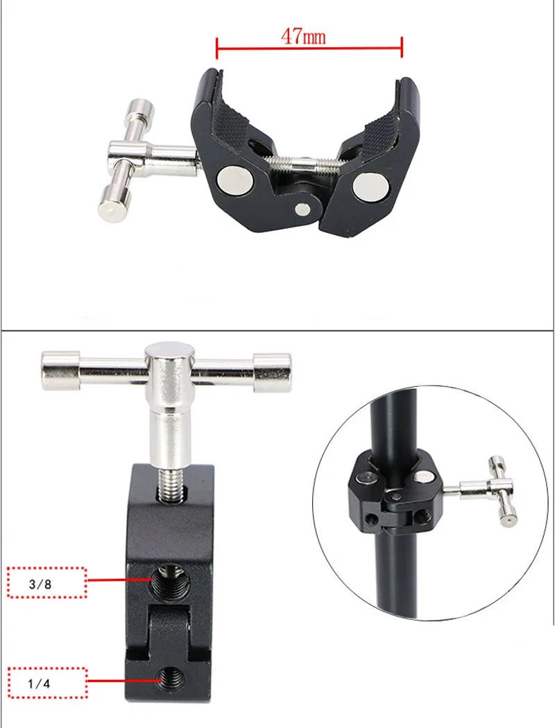 Description Picture 6 of itemSuper Clamp 7/11 inches Adjustable Magic Articulated Arm for Mounting Monitor LED Light LCD Video Camera Flash Camera DSLR