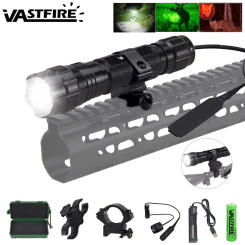 2000LM Led Weapon Gun Light Tactical Flashlight Hunting Lanterna Torch Scope Rifle Mount+18650 battery+Charger+Remote Switch