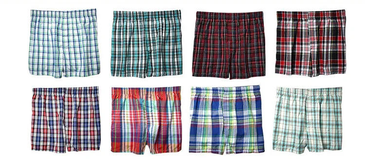 Description Picture 3 of item3 Pack Men's Cotton Shorts Knit Trunks Plaid Woven Mid Waist Underwear Plus Size Pants Coton Boxershorts Men