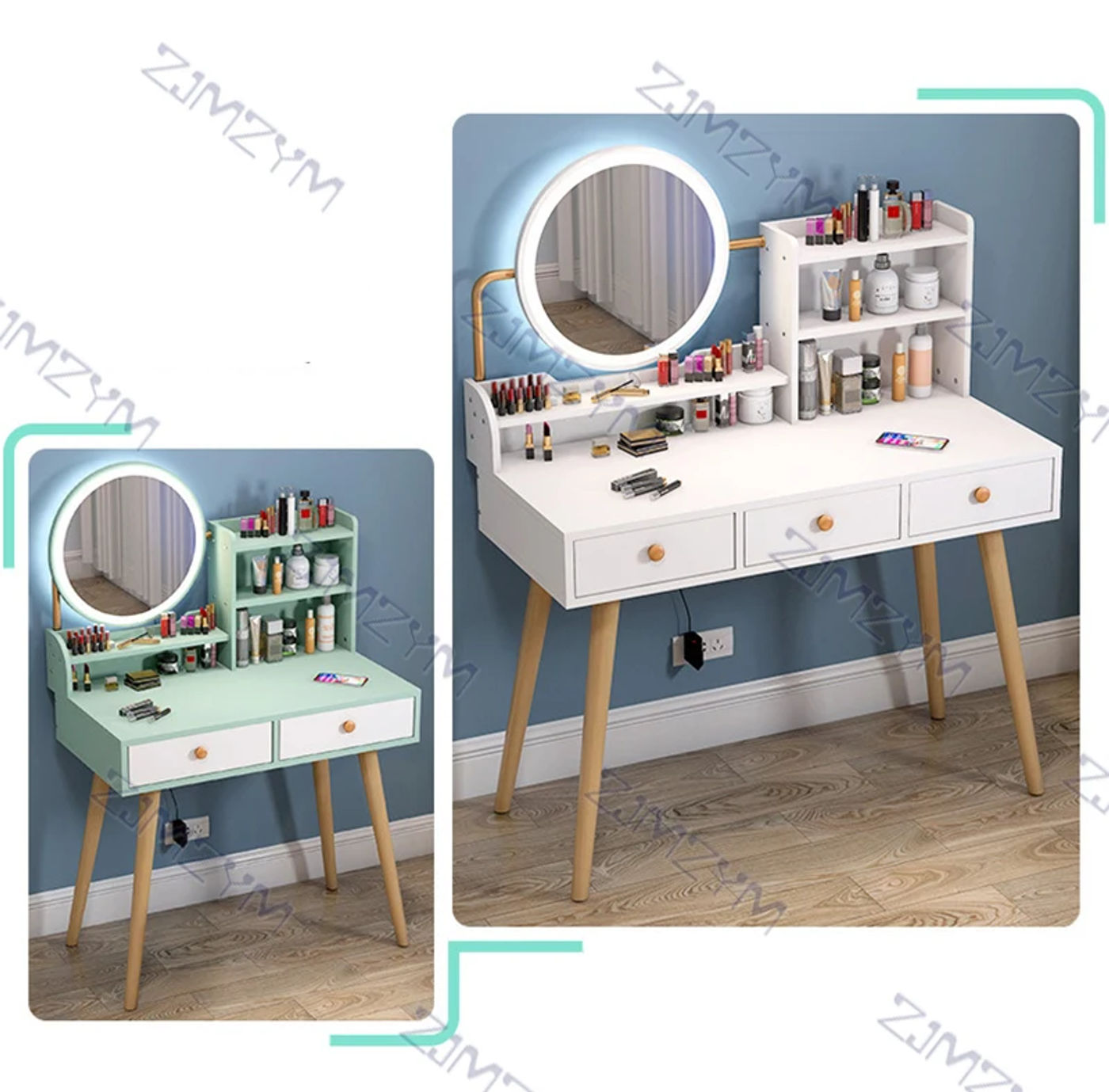 Description Picture 3 of itemNordic dressing table ins wind storage cabinet integrated dressing table modern simple bedroom simple dressing table