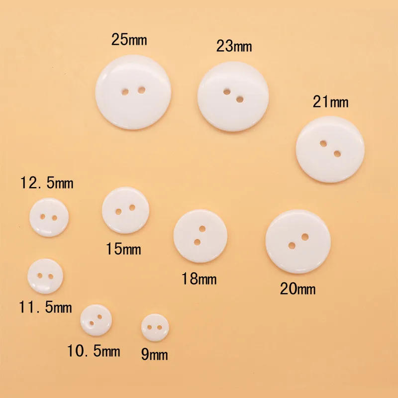 Description Picture 4 of itemNew 9--25mm Two Holes  White Small Buttons Suit Pad Button Bread Round Resin Sewing Buttons Diy Scrapbooking