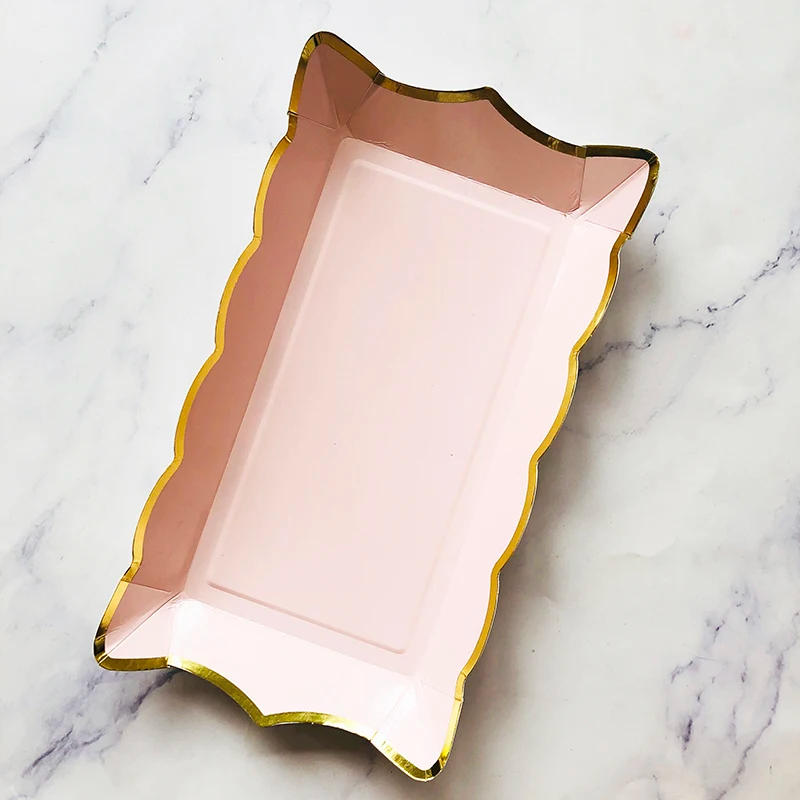 Description Picture 6 of itemRectangle Solid Color Disposable Tableware Paper Plates Kids Birthday Party Wedding Valentine's Day Decoration Supplies