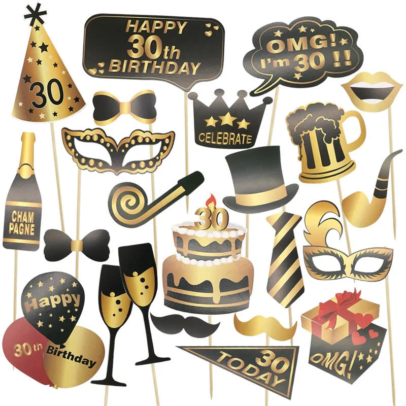 Description Picture 4 of item30 40 50 60 Year Birthday Photo Booth Props Adult Men Women Birthday Party PhotoBooth Props Frame Anniversary Decor Supplies