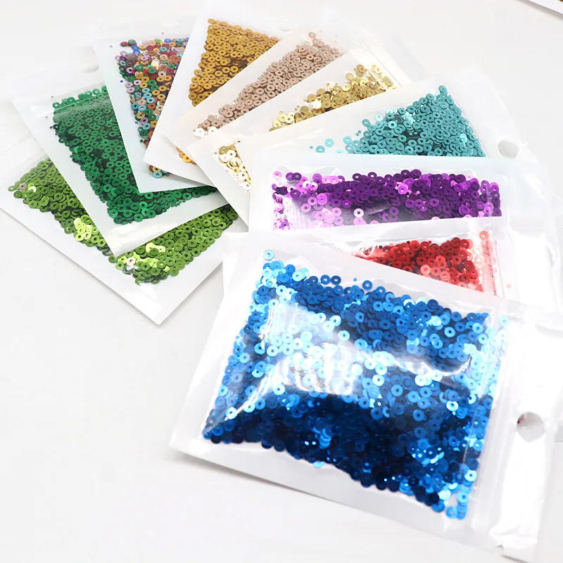 Description Picture 5 of item10g Pure Color Sequins Flat Round Pvc Loose Sequin Sequin Embroidery Craft Ladies Fabric Embroidery Accessories 3mm 4mm 5mm 6mm