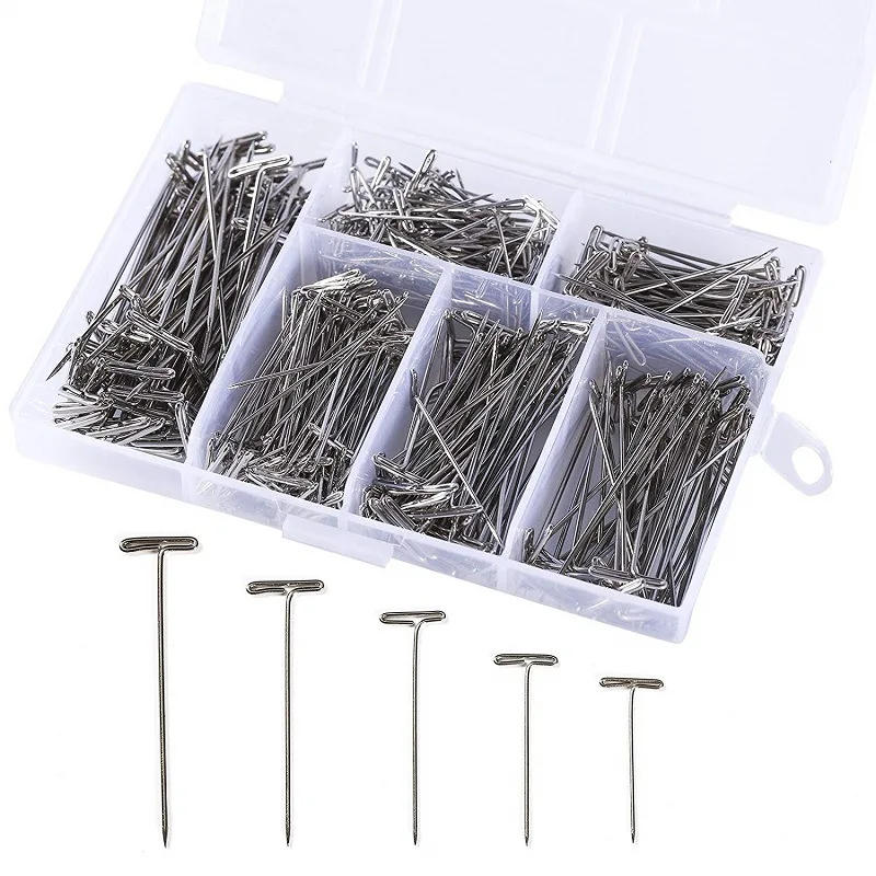 Description Picture 6 of item50pcs long Silver T Shape Needles Pin For Wigs On Mannequin Head Hair Weaving Tools Salon Styling Tools