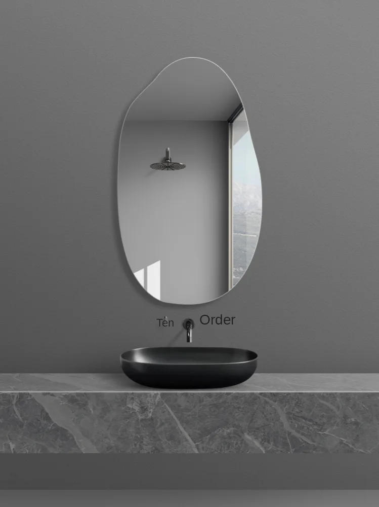 Description Picture 3 of itemSimple Frameless Special-Shaped Bathroom Mirror Irregular Art Decorative Wall-Mounted Punch-Free Bathroom  Explosion-Proof