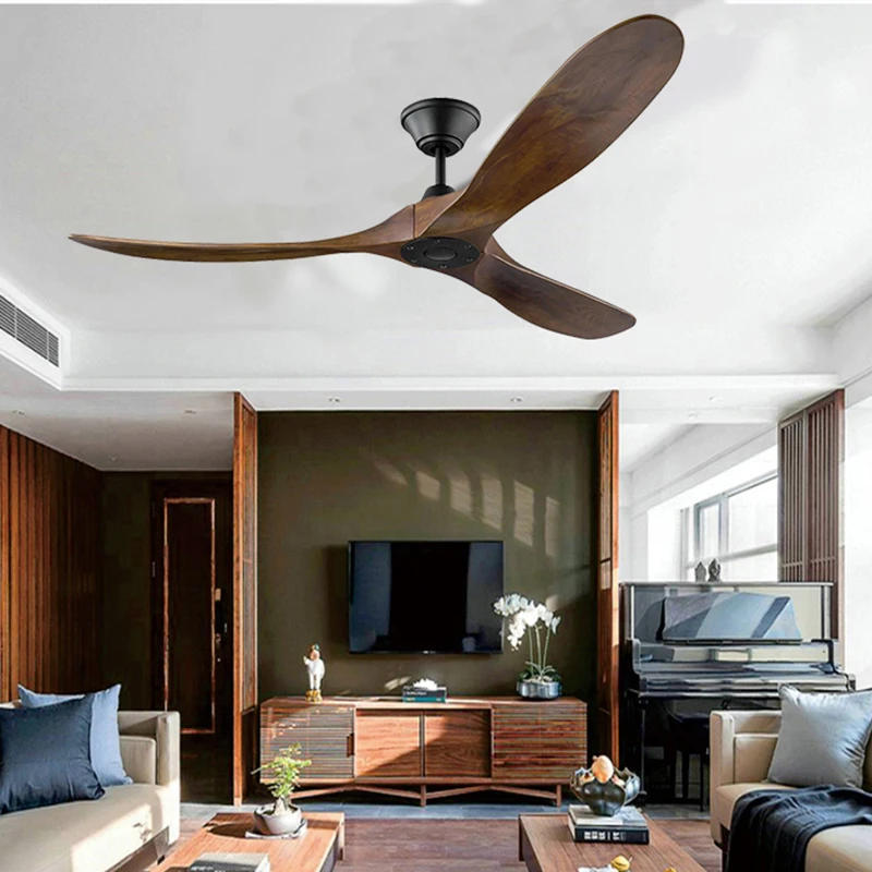 Description Picture 2 of item60 70 Inch Large Ceiling Fan Only Remote Control DC Motor Reverse Wood Blades Fans Lighting High Quanlity Design Wooden Fans