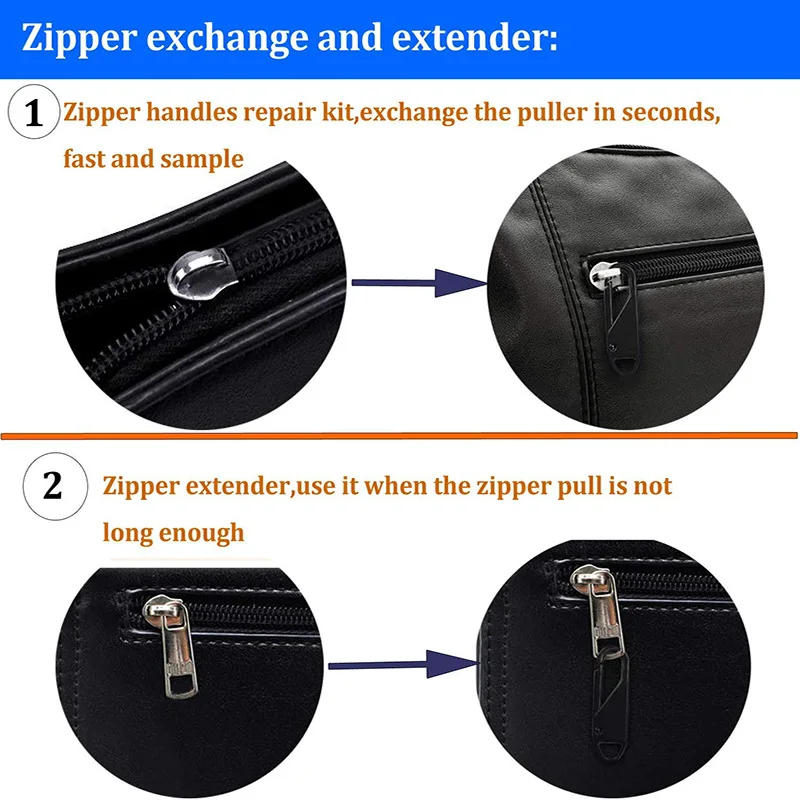 Description Picture 4 of item2/8pcs Fashion Zipper Slider Puller Instant Zipper Repair Kit Replacement for Broken Buckle Travel Bag Suitcase Zipper Head