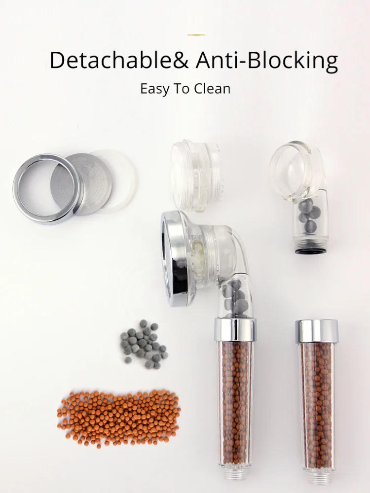 Description Picture 6 of itemThree Modes Bathtub Shower Adjustable Jet Shower Nozzle High Pressure Water-saving Bathroom Negative Ion Filter Shower  Nozzle