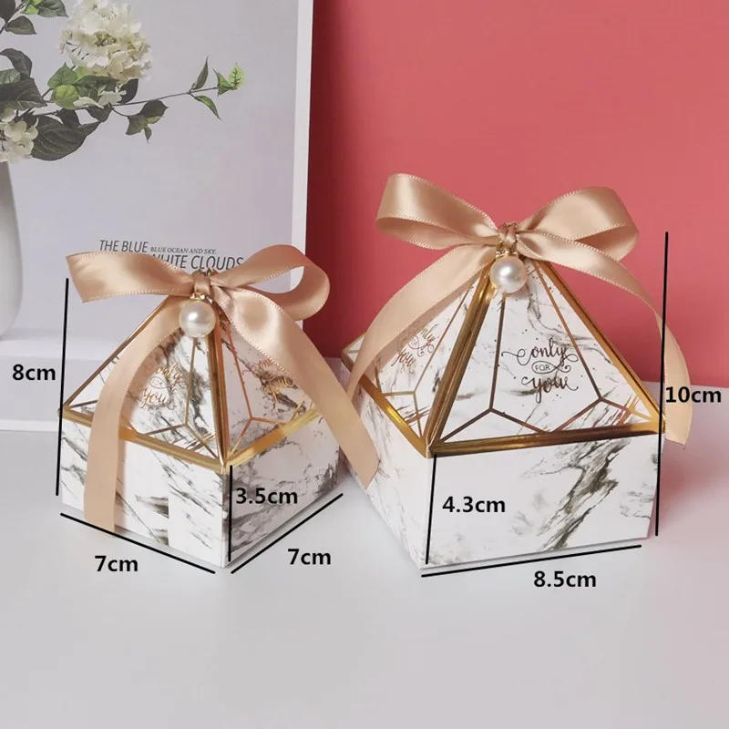 Description Picture 2 of itemGem Tower Bronzing Candy Box Small Cardboard Box Wedding Card Box DecorationPaper Gift Box Packaging Event & Party Supplies