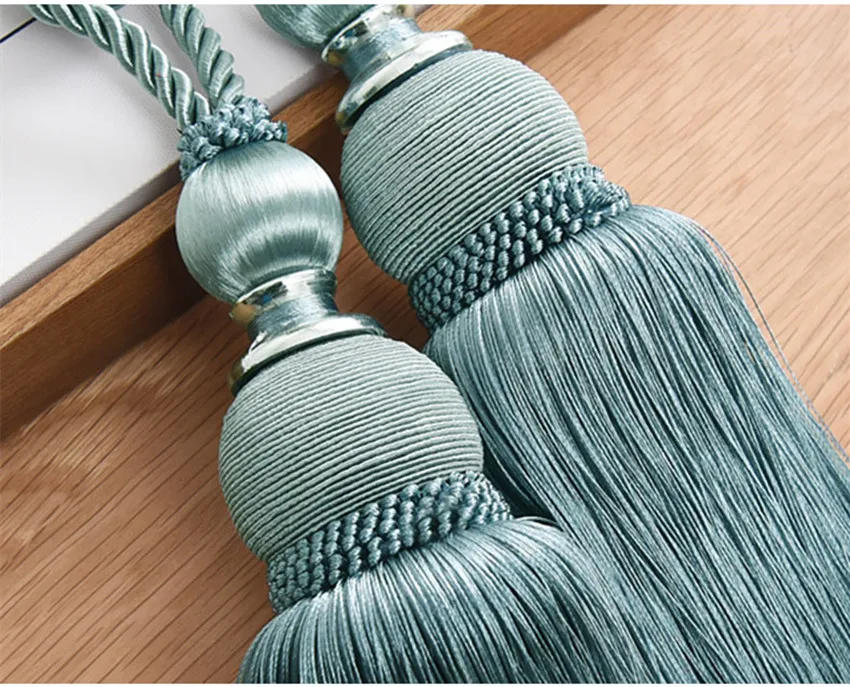 Description Picture 3 of item2Pcs/Pair Curtain Tassel Brush Fringe Tiebacks Hanging Belt Ball Ropes Hook Hanger Curtain Accessories Tie Back Strap Buckle