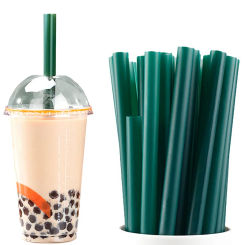 Bpa Free Disposable Plastic Straws Milkshake Wide Boba Bubble Tea Drinking Straws Long Individually Wrapped Drinkware Bar Tools