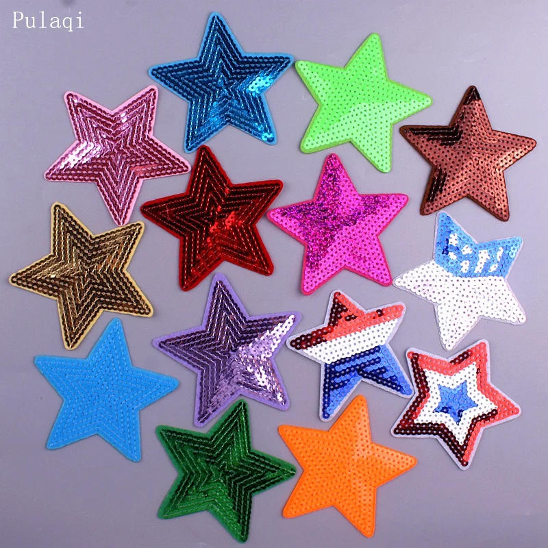 Description Picture 6 of itemPulaqi 14 styles Sequined Star Patches Iron on Heart Appliqued DIY Sewing Stickers Garment Jeans Backpack Decor Embellishment