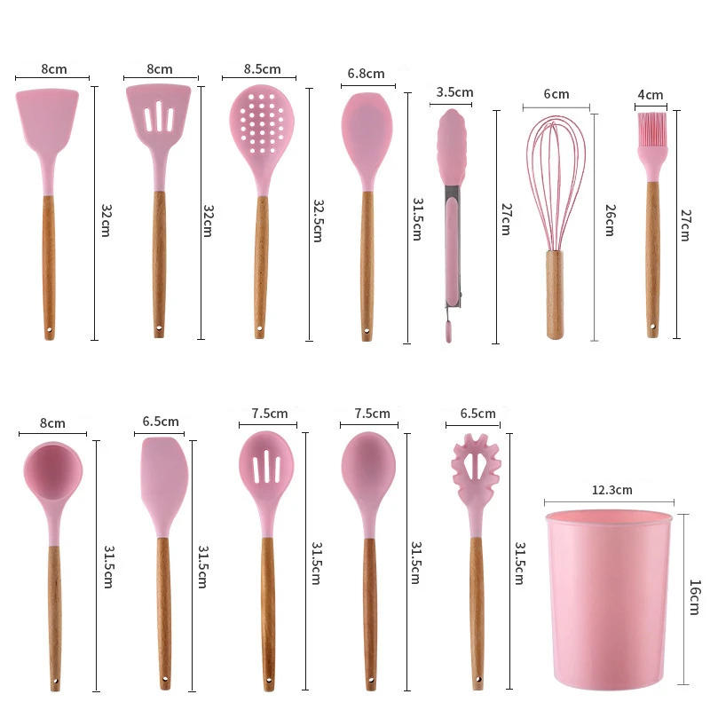 Description Picture 4 of itemYOMDID Food Grade Silicone Kitchen Cooking Utensils Practical Cooking Tools Turner Spatula Spoon With Wooden Handle Kitchenware