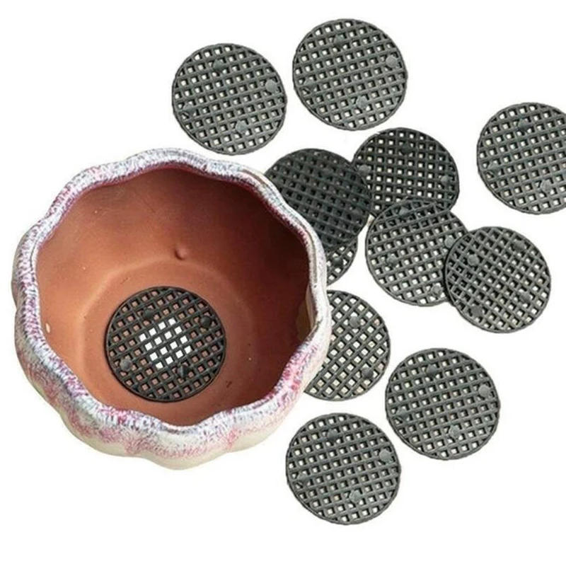 Description Picture 3 of itemHot! 10pcs Round Flowerpot Mesh Pad Breathable Leakproof Bottom Grid Mat With Drainage Hole Protection Durable Bonsai Home