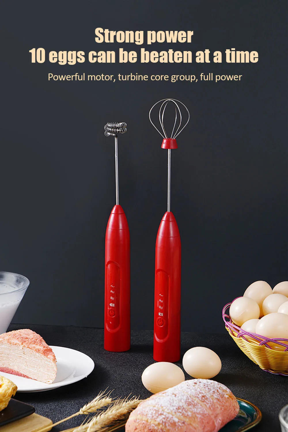 Description Picture 6 of itemMilk Frothers 3-Speeds Egg Beater USB Rechargeable Coffee Drink Whisk Mixer Eggbeater Frother Stirrer Handheld Food Blender