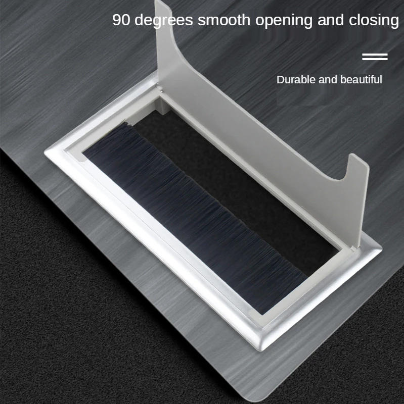 Description Picture 4 of item1pc ABS 160mm Table Desk Rectangle Wire Cable Grommet Hole Cover Outlet Port with Black Brush