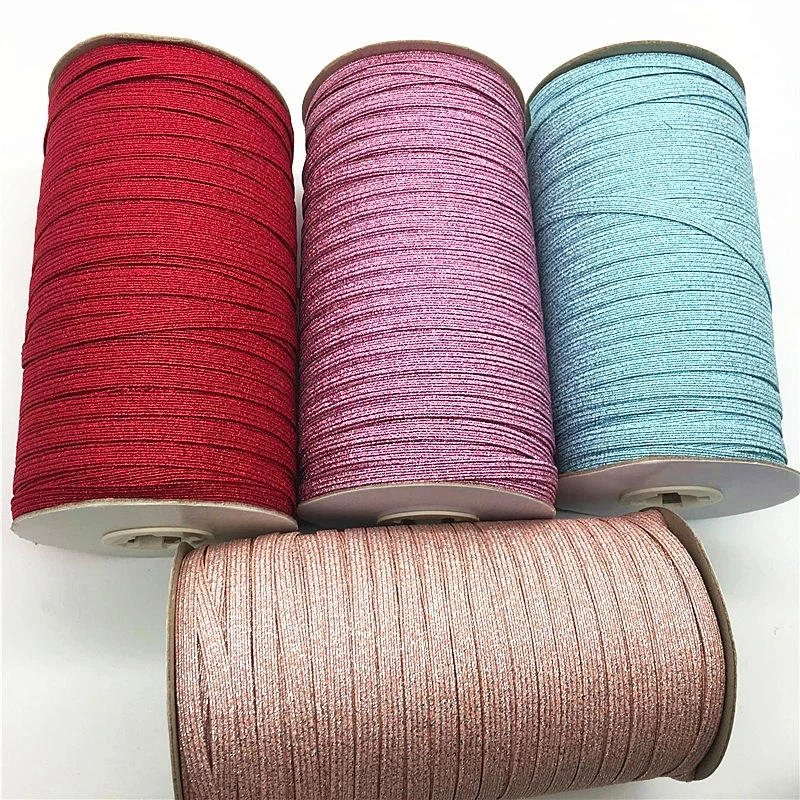 Description Picture 2 of item5y 6mm Glitter Elastic Ribbon Sewing Elastic Band Fiat Rubber Band for Waist Band Stretch Rope Elastic Ribbon Garment Accessory