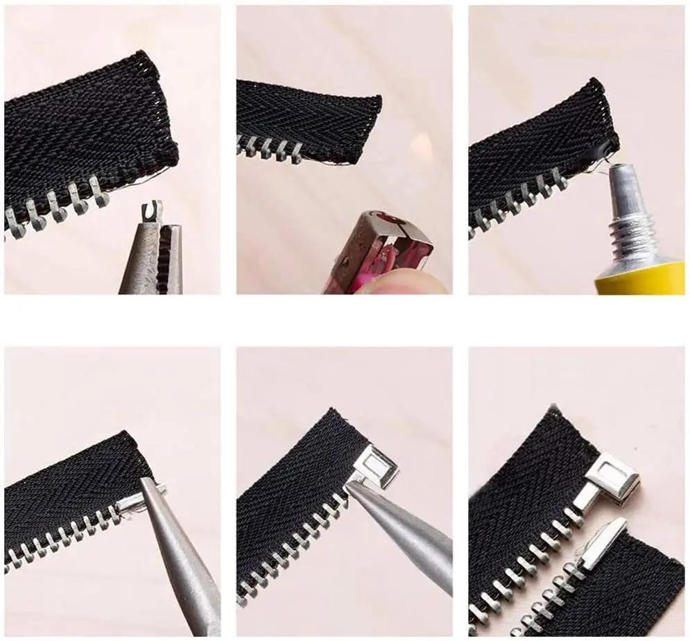Description Picture 4 of item10 Sets Metal Zipper Latch Slider Retainer Insertion Pin Zipper Bottom Zipper Stopper for Metal Zipper Repair Zip Sewing