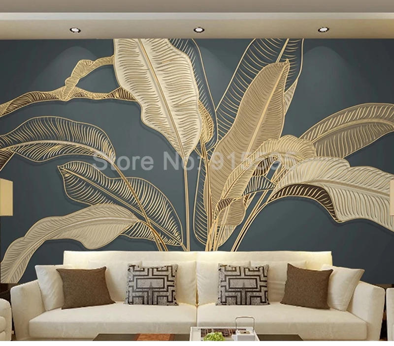 Description Picture 3 of itemCustom Photo Wall paper 3D Embossed Retro Banana Leaf Large Mural Living Room Bedroom Luxury Wallpaper Home Decor Wall Painting
