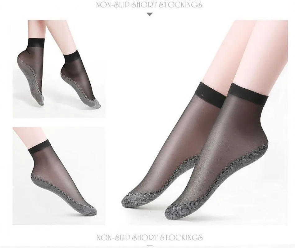 Description Picture 6 of itemSummer Soft Silk Socks Women Cotton Breathable Bottom Non-Slip Transparent Thin Socks Ladies Short Sock Nylon Slippers Sock