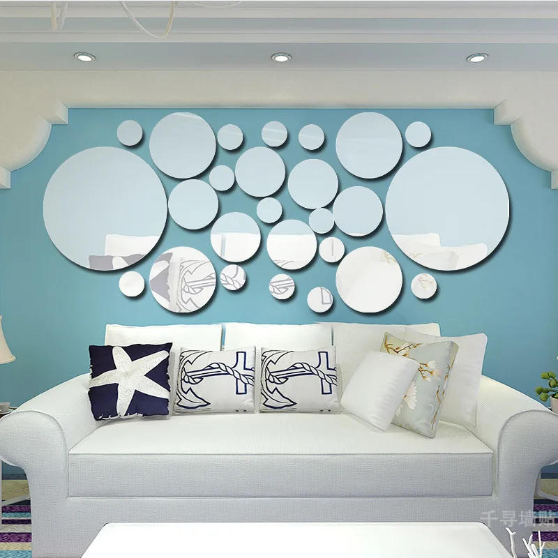 Description Picture 3 of item26pcs 3D Mirror Wall Sticker Home Decor Round Decorations DIY Mirror Sticker Mural Removable Living-Room Decal Art Ornaments