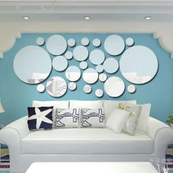 26pcs 3D Mirror Wall Sticker Acrylic Round Mirror Stickers DIY TV Background Bathroom Sticker Mural Wall Decor Home Decoration