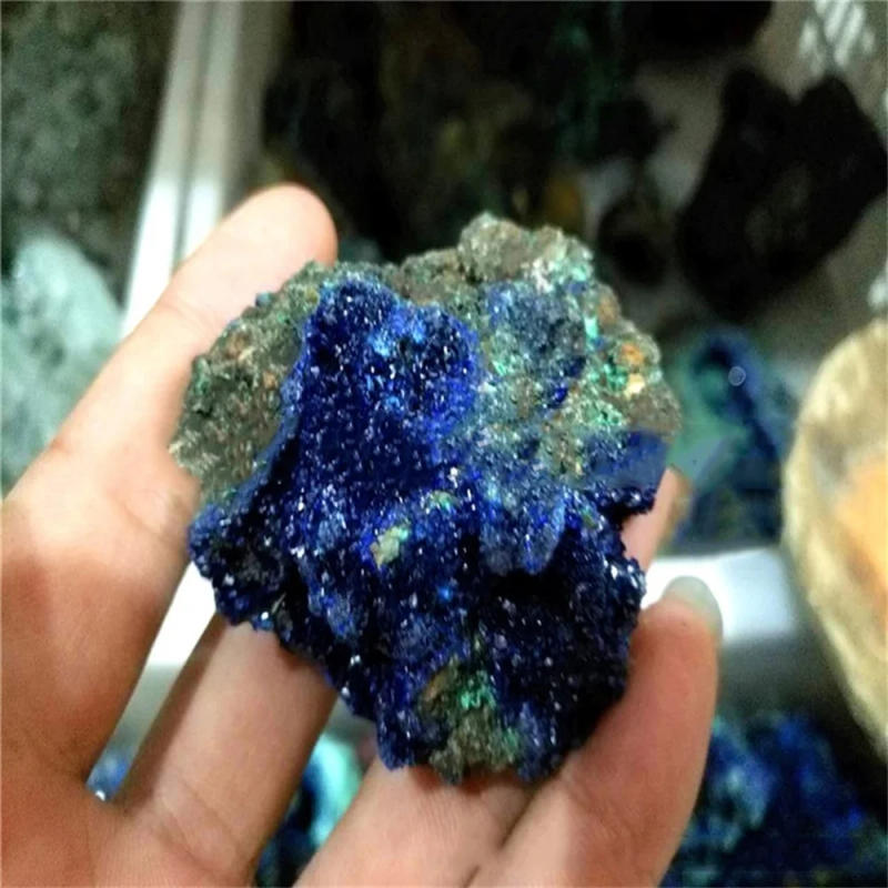 Description Picture 4 of itemNatural Azurite Malachite Geode Crystal Mineral Specimen Reiki Healing Stone Collectible