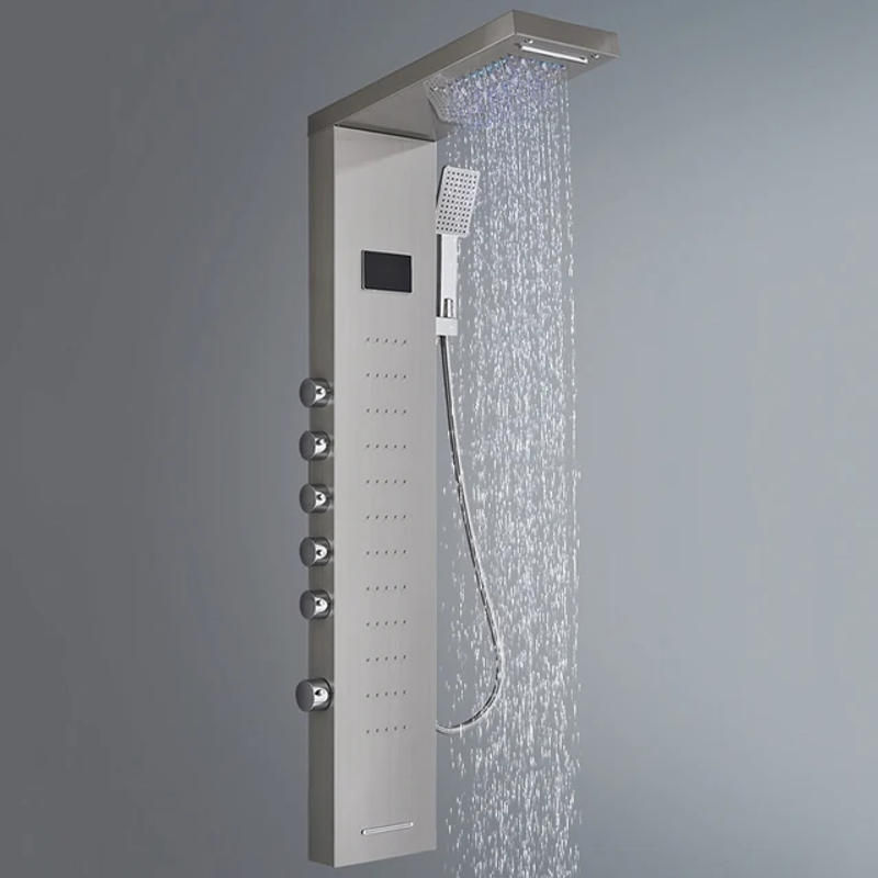 Description Picture 2 of itemDigital Display Rainfall Shower Faucet Bathroom SPA Massage Jet Black LED Light Shower Panel With Handshower Bidet Sprayer Tap