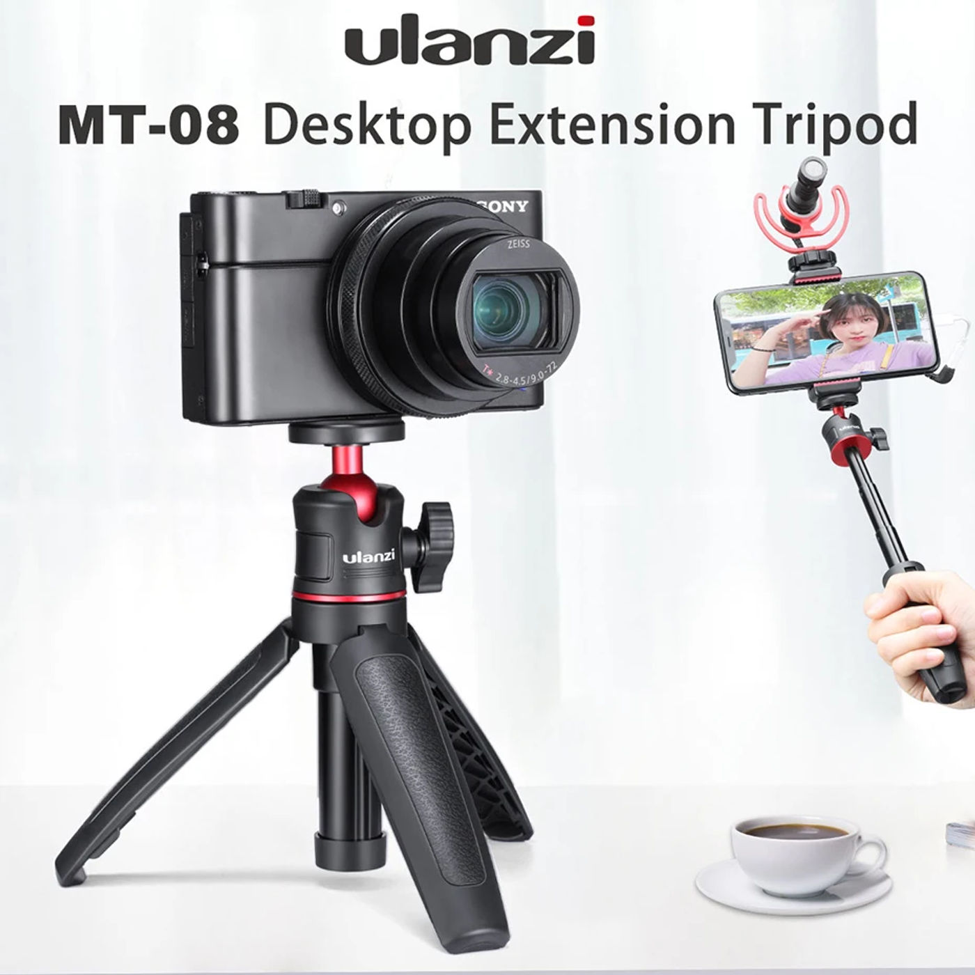 Description Picture 2 of itemUlanzi MT-08 Foldable Tripod for Phone Mini Portable Selfie Stick1/4''Screw Ballhead Universal For Camera DSLR Accessories