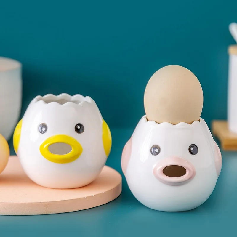 Description Picture 6 of itemEgg White Separator Cute Chicken Ceramic Egg Yolk Protein Separator Egg Filter Kitchen Tools Baking Accessories Egg Holder