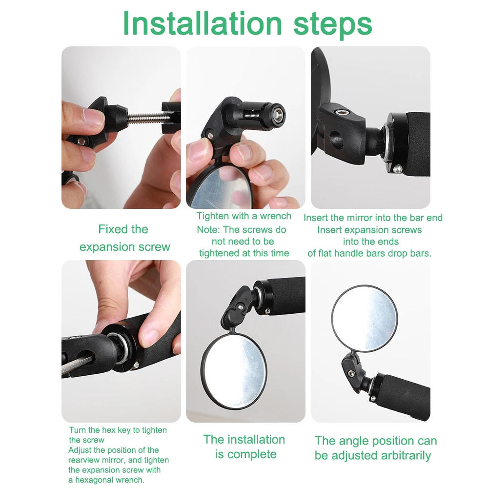 Description Picture 6 of itemUniversal Bicycle Rearview Handlebar Mirror Adjustable 360 Degree Wide-Angle Rear View for MTB Road Bike Cycling Accessories