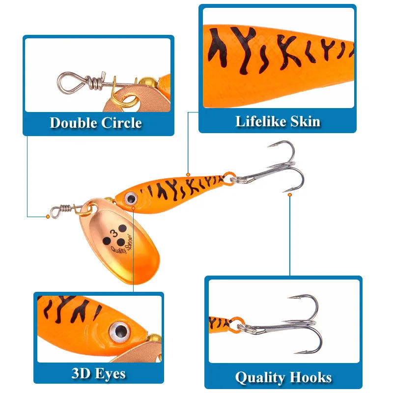 Description Picture 4 of item1 Pcs 11g 15g 20g Spinner Spoon Lures Rotating Metal Fishing Baits Sequins Jig Hard Baits Tackle Fishing Accessories
