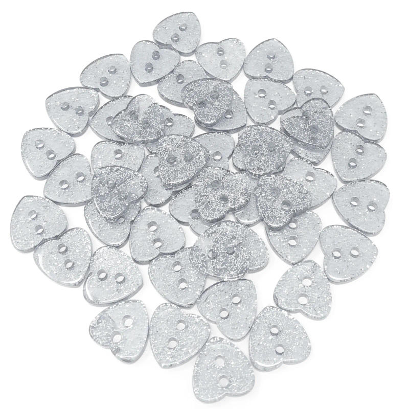 Description Picture 3 of item50pcs Silver Clear Glitter Sparkle Buttons, Heart, Star, Round, 2 Holes, Sewing Accessories, Shiny Embellishment, DIY Crafts,