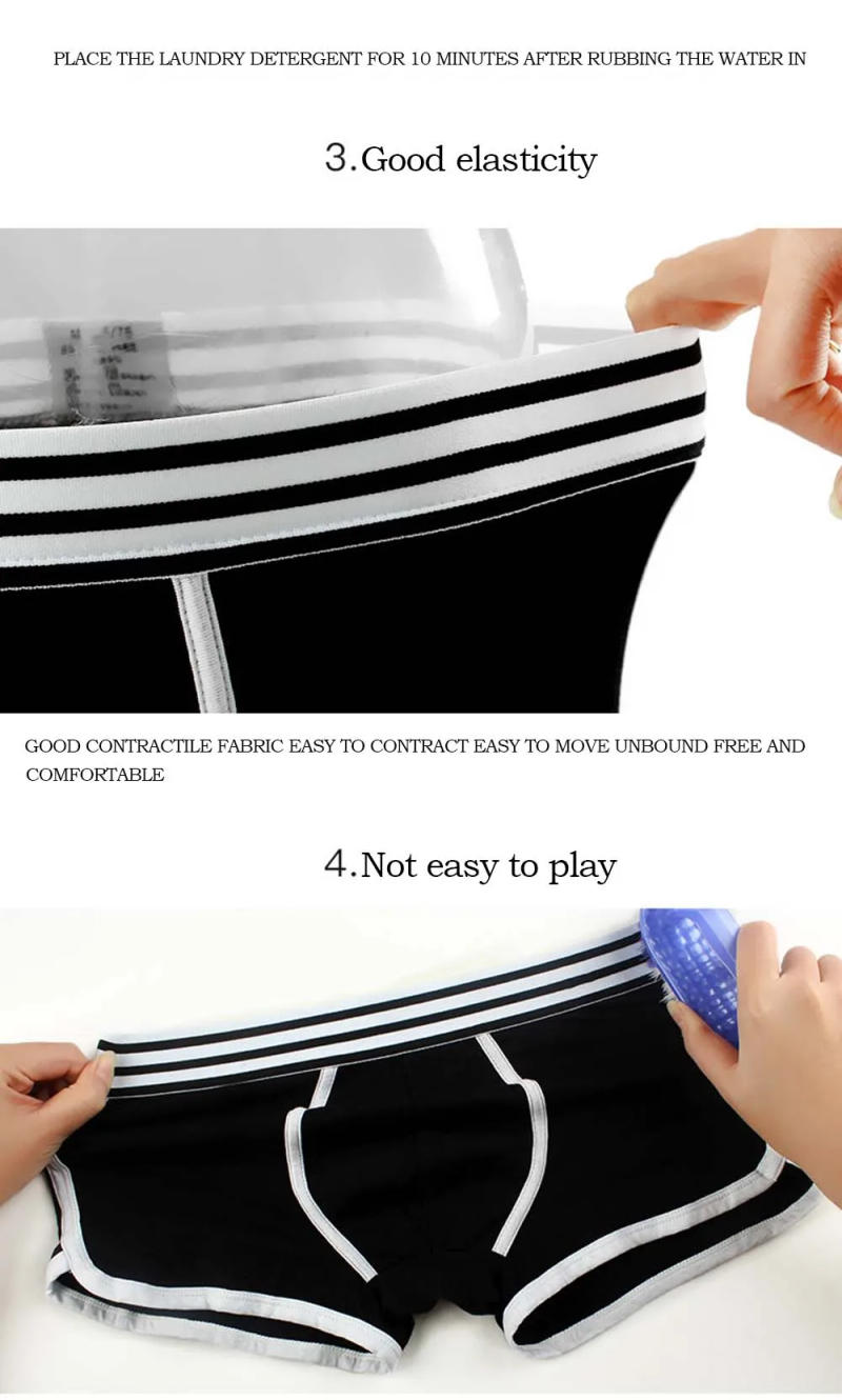 Description Picture 5 of item4pcs Men Underwear boxer cotton Cuecas Boxers Mens boxer shorts Underwear sexy U convex pouch Man breathable Men's panties