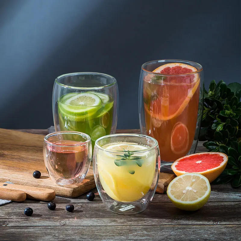 Description Picture 4 of item2-18PCS Double Wall High Borosilicate Glass Mug Heat Resistant Tea Milk Juice Coffee Water Cup Bar Drinkware Gift Creativity Set