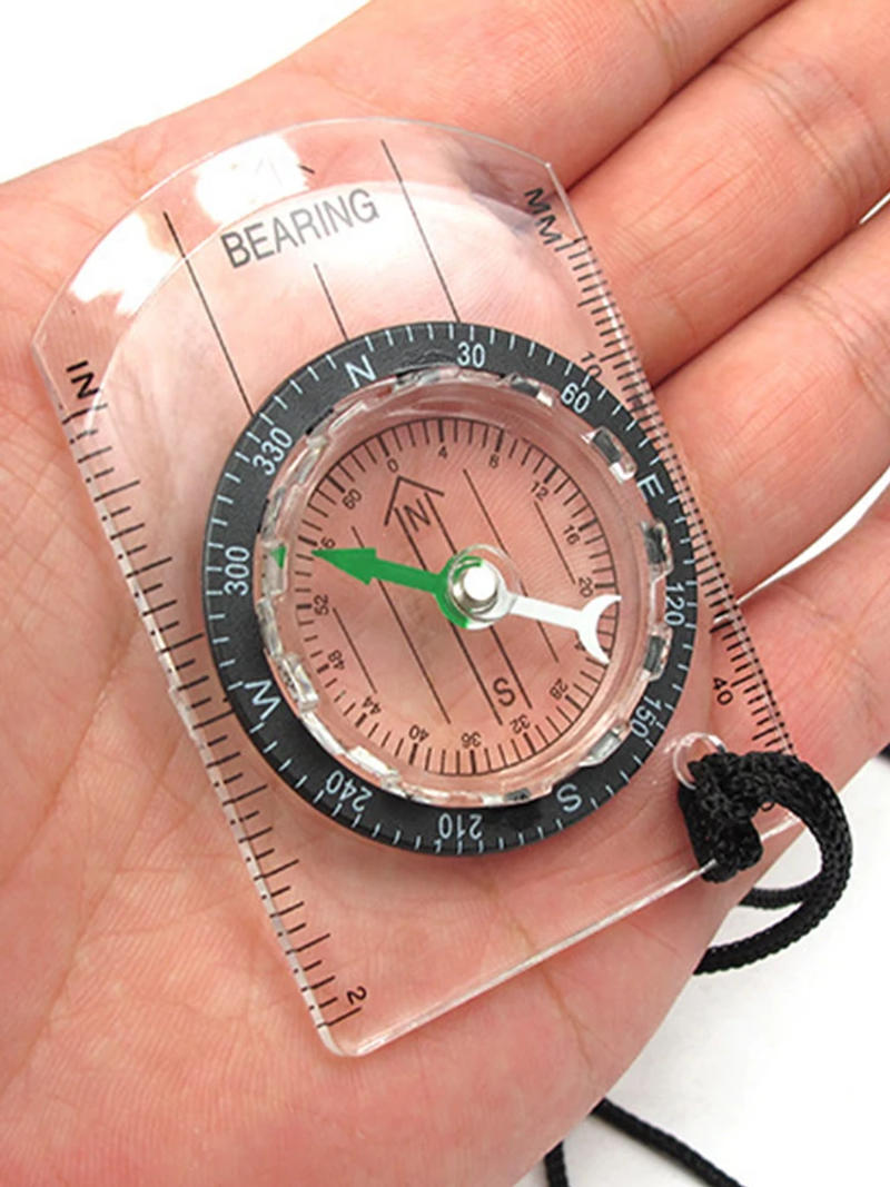Description Picture 6 of itemOutdoor Mini Compass with Straight Rulers MM/INCH Hiking Map Scale Ruler Lanyard Camping Accessories