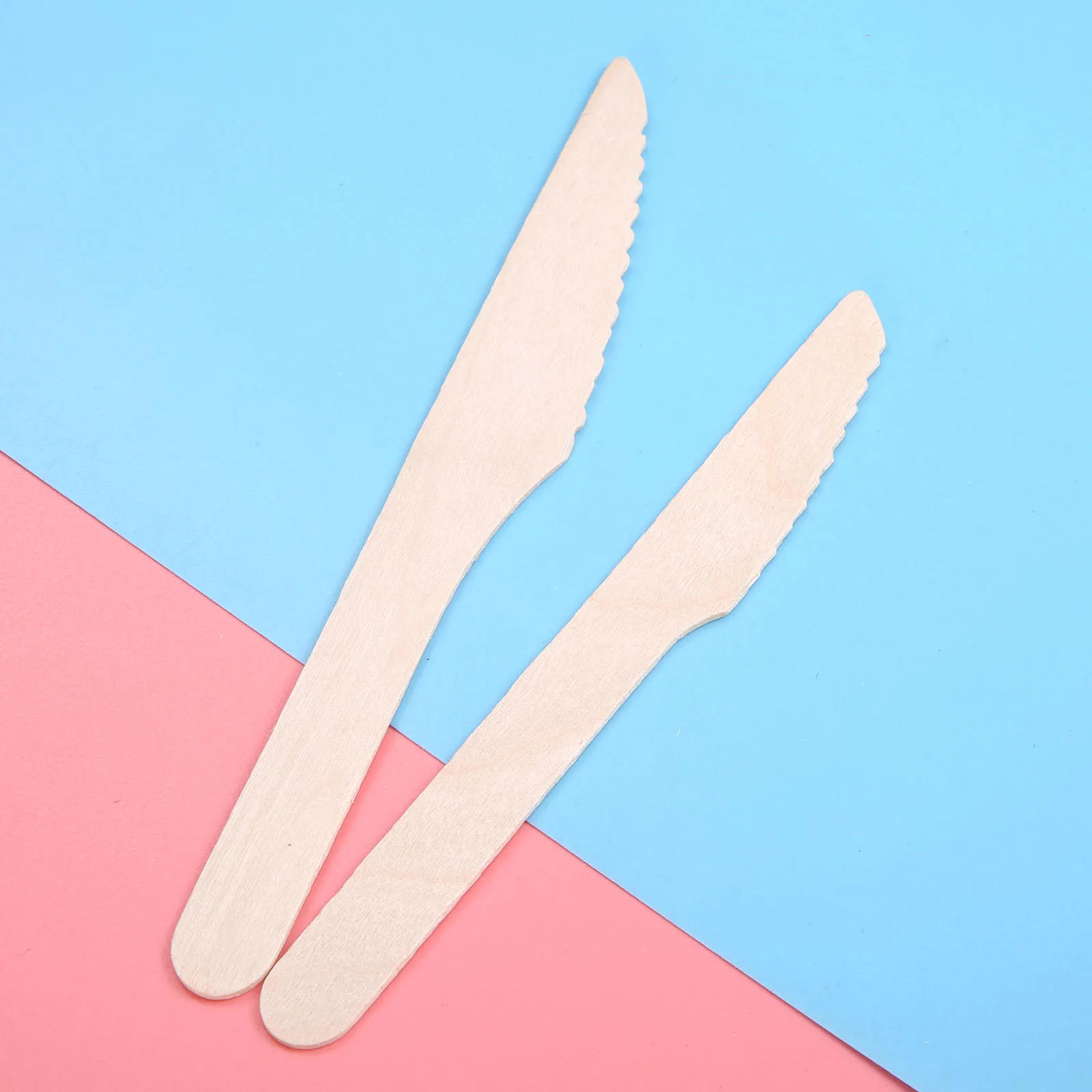 Description Picture 6 of item50pcs/150pcs Disposable Wooden Cutlery Forks/Spoons/Cutters Packing 16cm Knives Party Supplies Kitchen Utensil Dessert Tableware