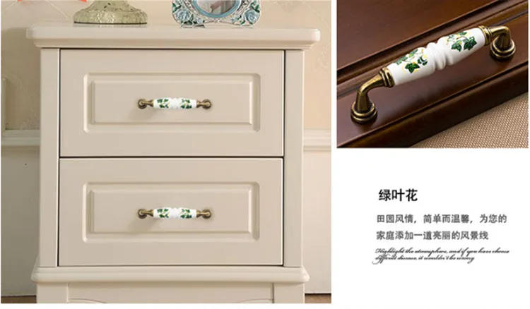 Description Picture 4 of item1PCS Vintage Rural Ceramic Drawer Cupboard Door Handles Green/Red Leaves Cabinet Pulls Dresser Kitchen Pull Knobs For Furniture