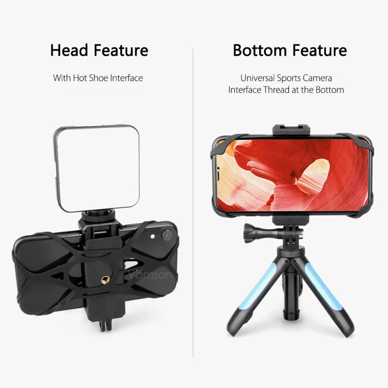 Description Picture 4 of itemVamson with 1/4 Screw Hole Universal Mobile Phone Holder for Tripod Headband Fix Mount for iPhone Xiaomi Samsung Huawei VP129F